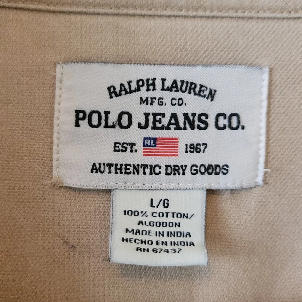 Ralph Lauren Polo Jeans Beige Tan Cotton Denim Jacket Coat - Picture 7 of 8